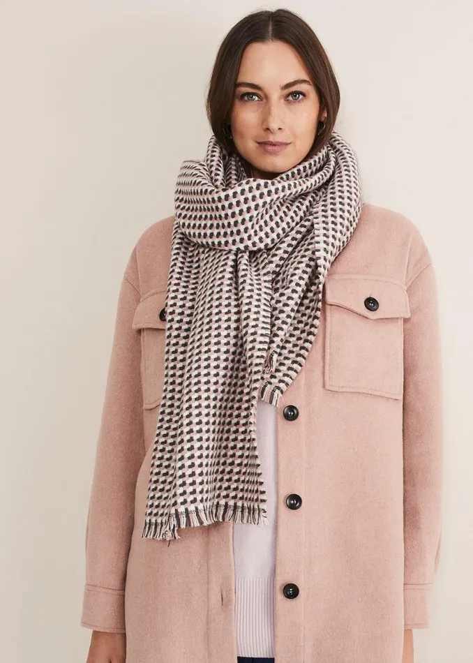 Women Phase Eight Scarves Weave Checked Scarf Multicoloured