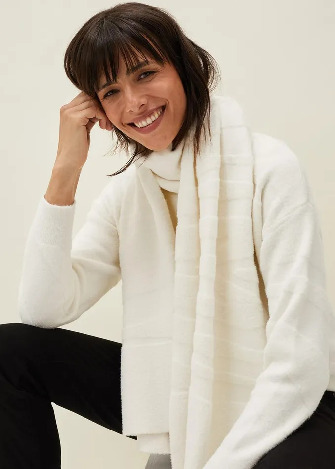 Women Phase Eight Scarves Zeny Zebra Jacquard Scarf Winter White