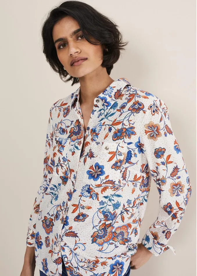 Women Phase Eight Shirts and Blouses Adriel Floral Shirt Creammulti