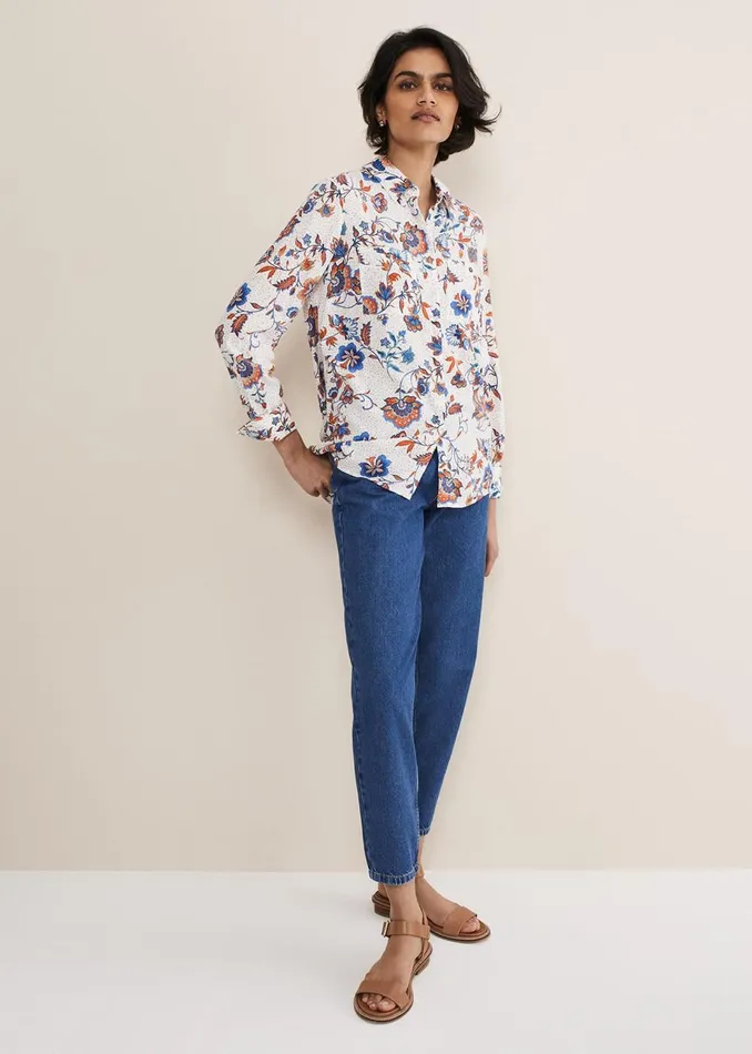 Women Phase Eight Shirts and Blouses Adriel Floral Shirt Creammulti