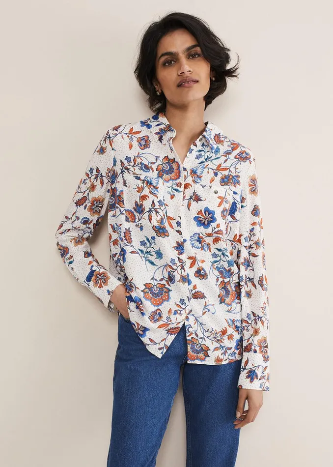 Women Phase Eight Shirts and Blouses Adriel Floral Shirt Creammulti