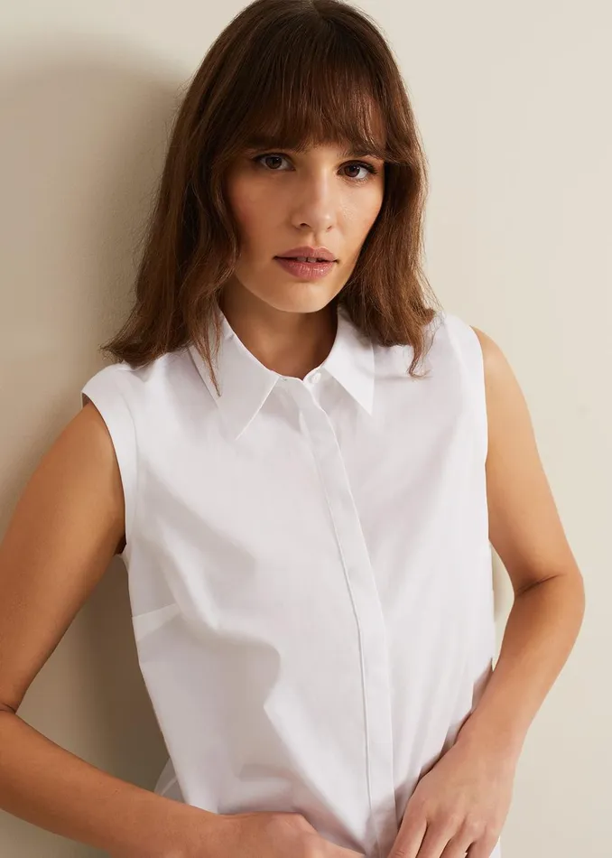 Women Phase Eight Shirts and Blouses Aimee Sleeveless Shirt White
