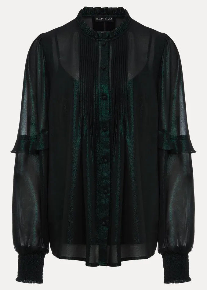 Women Phase Eight Shirts and Blouses Avis Foil VNeck Blouse Green