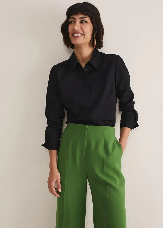 Women Phase Eight Shirts and Blouses Black Fitted Shirt Black