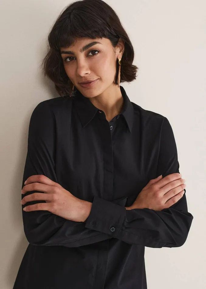 Women Phase Eight Shirts and Blouses Black Fitted Shirt Black