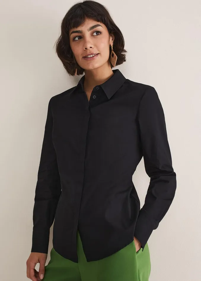 Women Phase Eight Shirts and Blouses Black Fitted Shirt Black