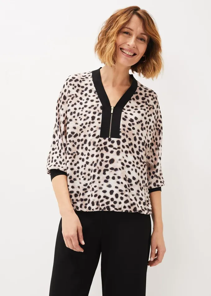 Women Phase Eight Shirts and Blouses Calla Leopard Print Blouse Multicoloured