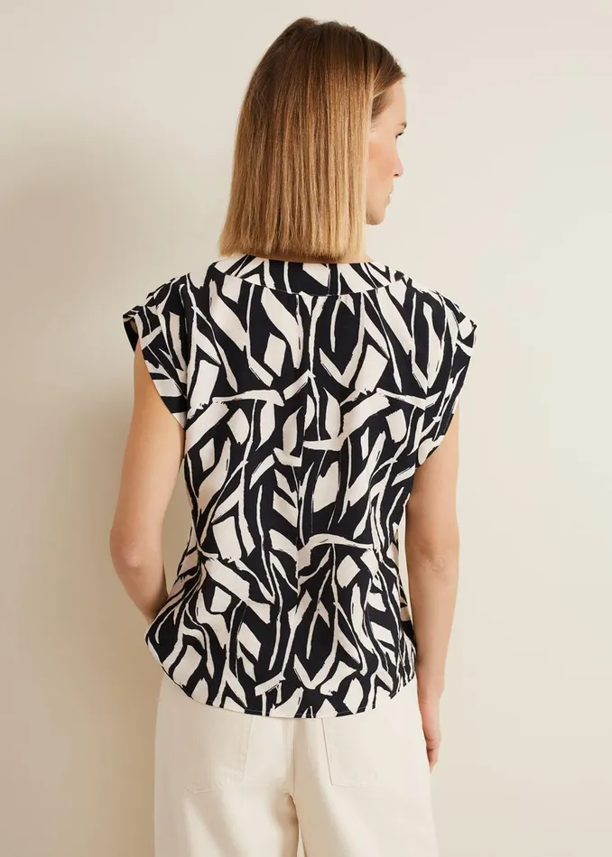 Women Phase Eight Shirts and Blouses Celyn Notch Printed Blouse Blackivory