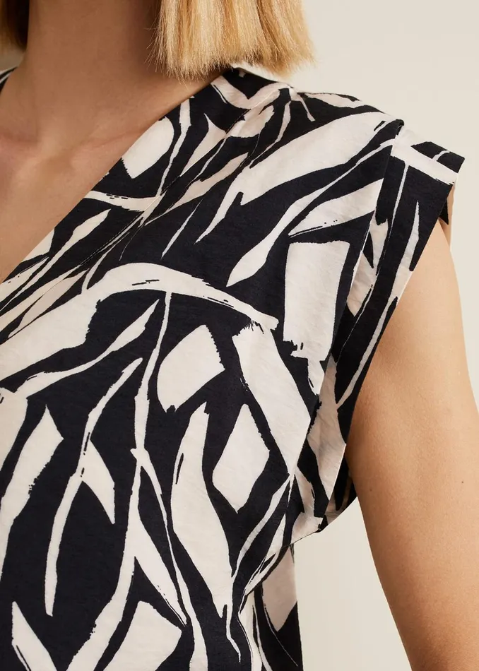 Women Phase Eight Shirts and Blouses Celyn Notch Printed Blouse Blackivory