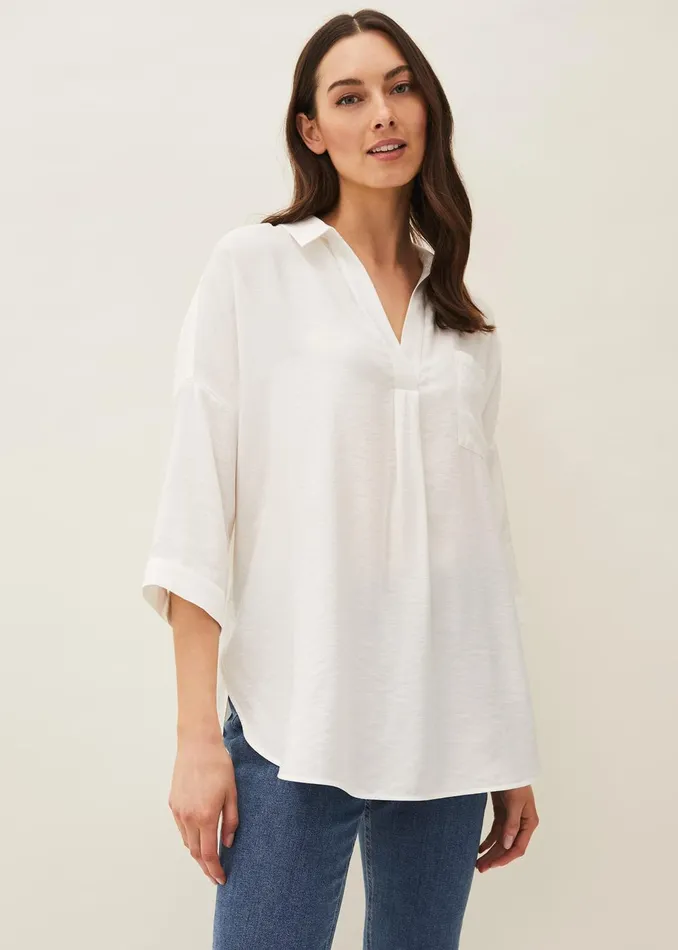 Women Phase Eight Shirts and Blouses Cynthia Longline Shirt Ivory