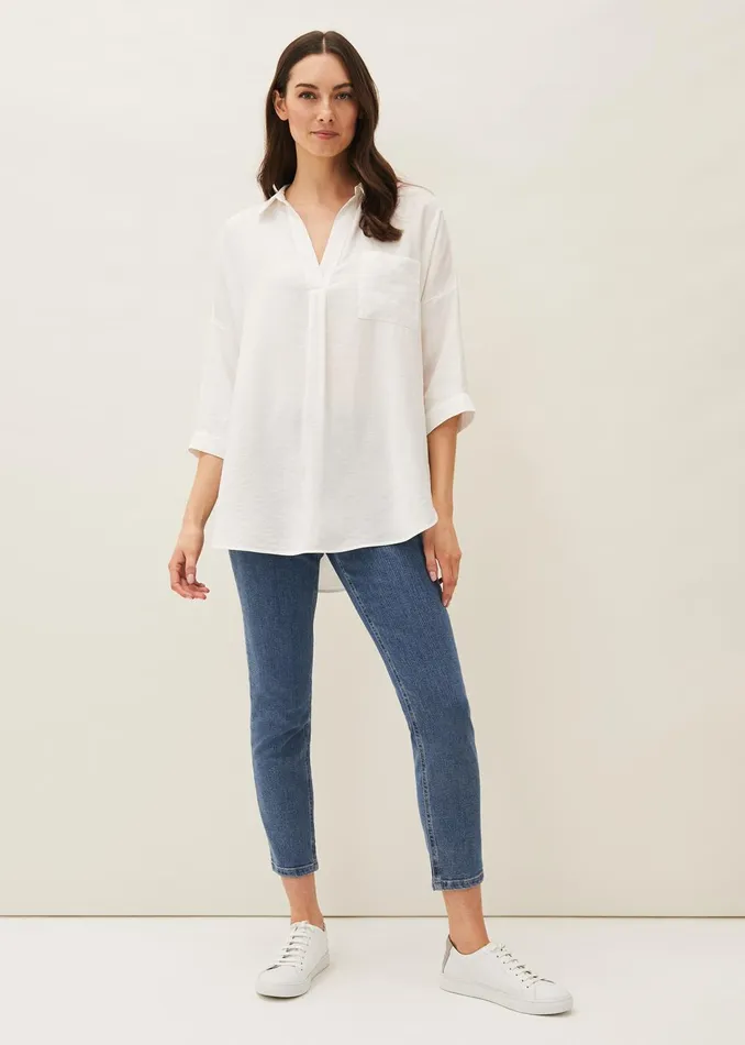 Women Phase Eight Shirts and Blouses Cynthia Longline Shirt Ivory