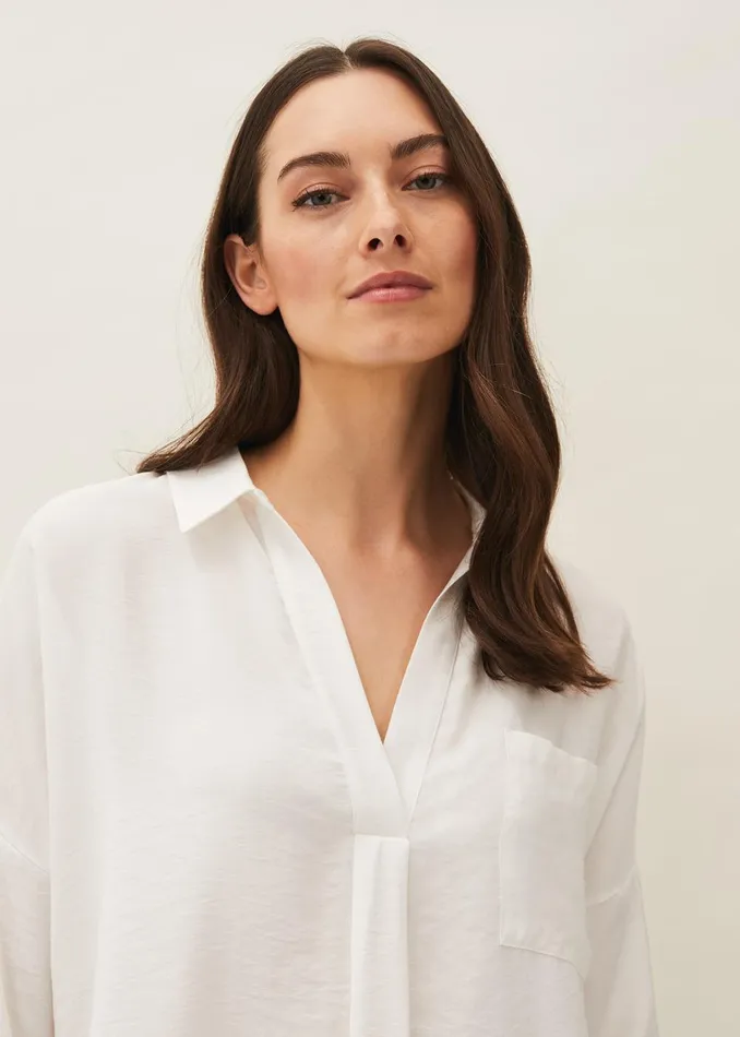 Women Phase Eight Shirts and Blouses Cynthia Longline Shirt Ivory