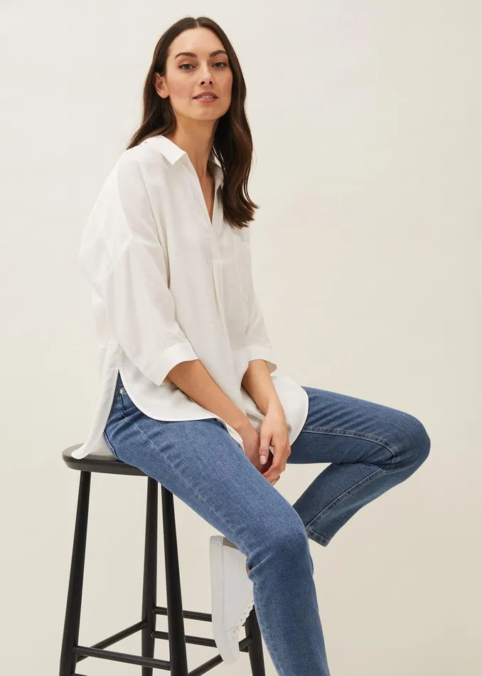 Women Phase Eight Shirts and Blouses Cynthia Longline Shirt Ivory