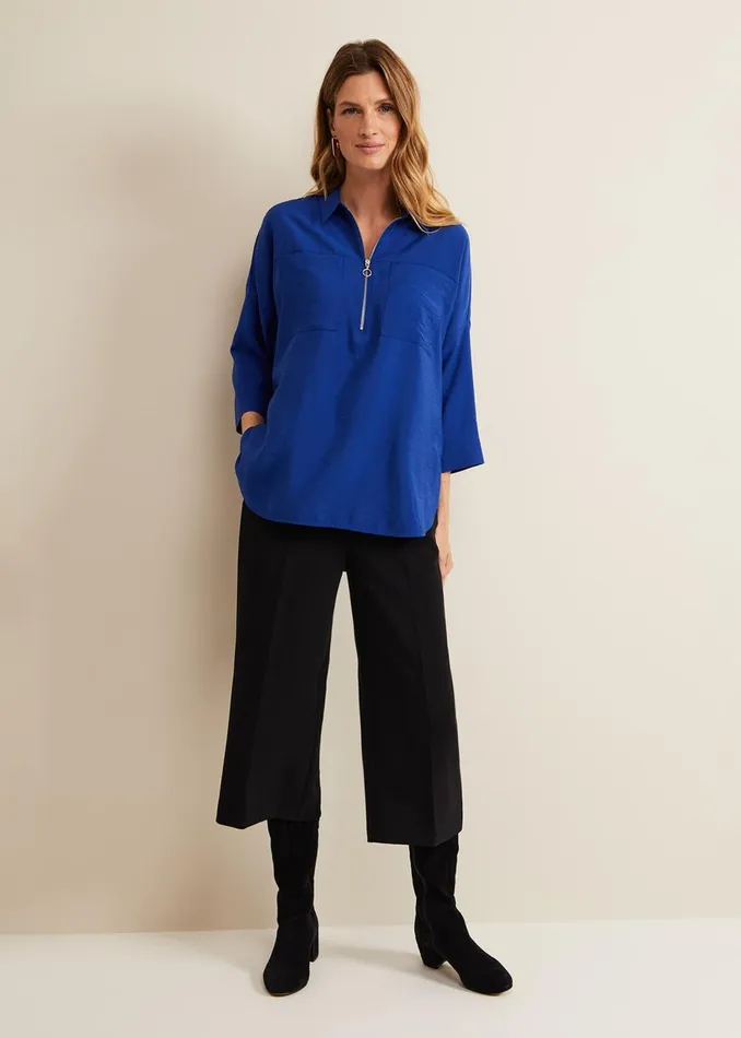 Women Phase Eight Shirts and Blouses Cynthia Zip Shirt Cobalt