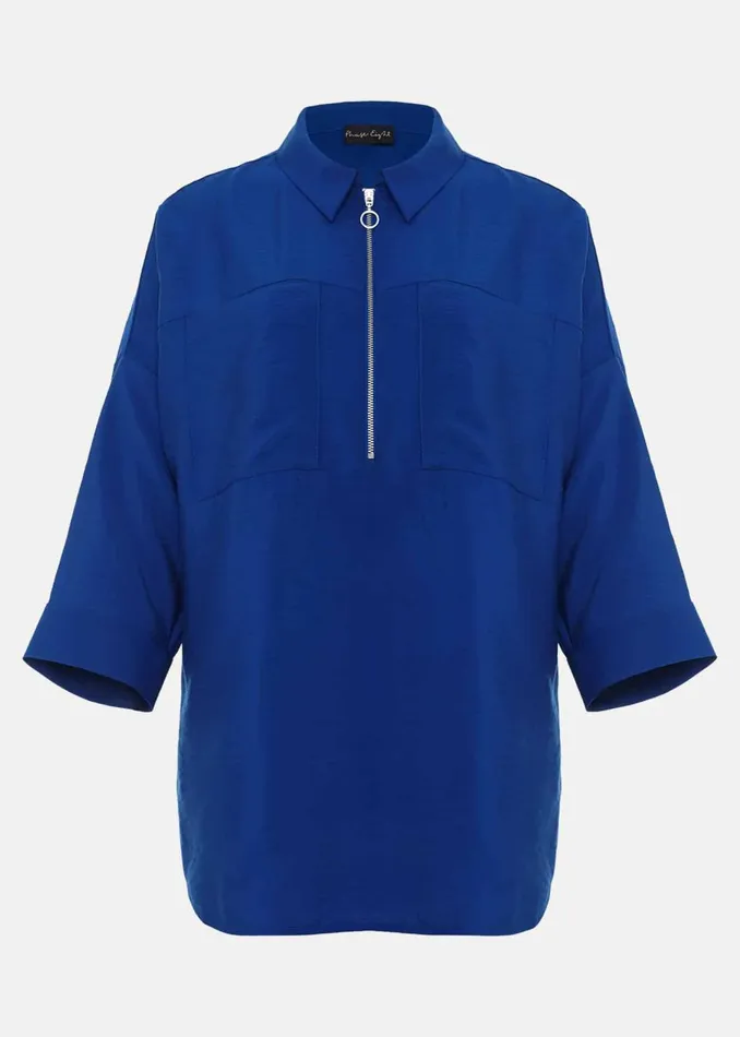 Women Phase Eight Shirts and Blouses Cynthia Zip Shirt Cobalt