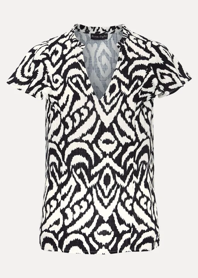 Women Phase Eight Shirts and Blouses Dalia Ikat Ruffle Top Blackivory