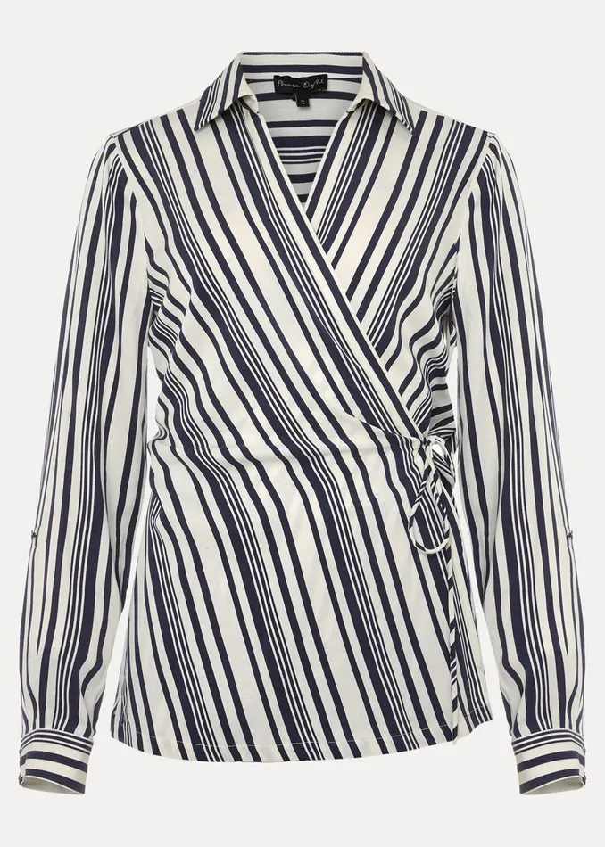 Women Phase Eight Shirts and Blouses Dalila Striped Wrap Blouse Carbonivory