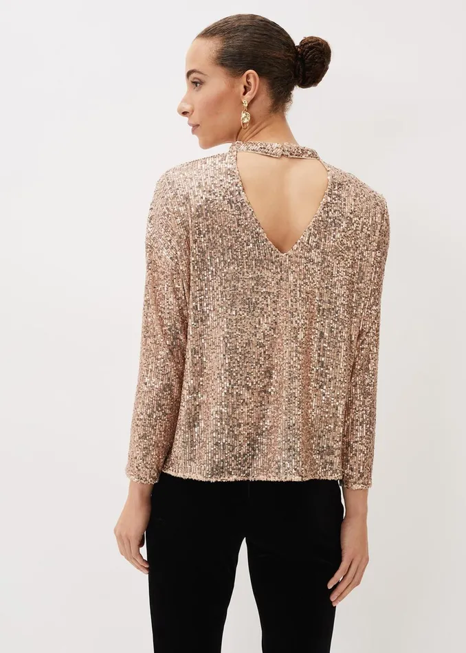 Women Phase Eight Shirts and Blouses Dhara Sequin Blouse Oyster