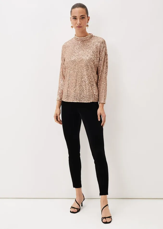 Women Phase Eight Shirts and Blouses Dhara Sequin Blouse Oyster