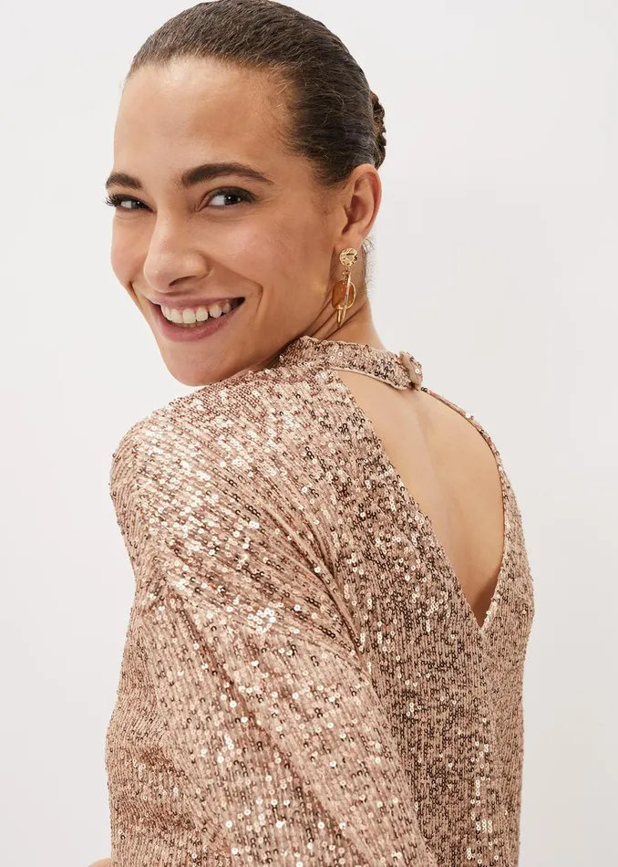 Women Phase Eight Shirts and Blouses Dhara Sequin Blouse Oyster