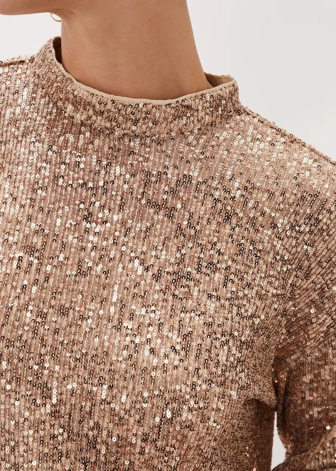 Women Phase Eight Shirts and Blouses Dhara Sequin Blouse Oyster