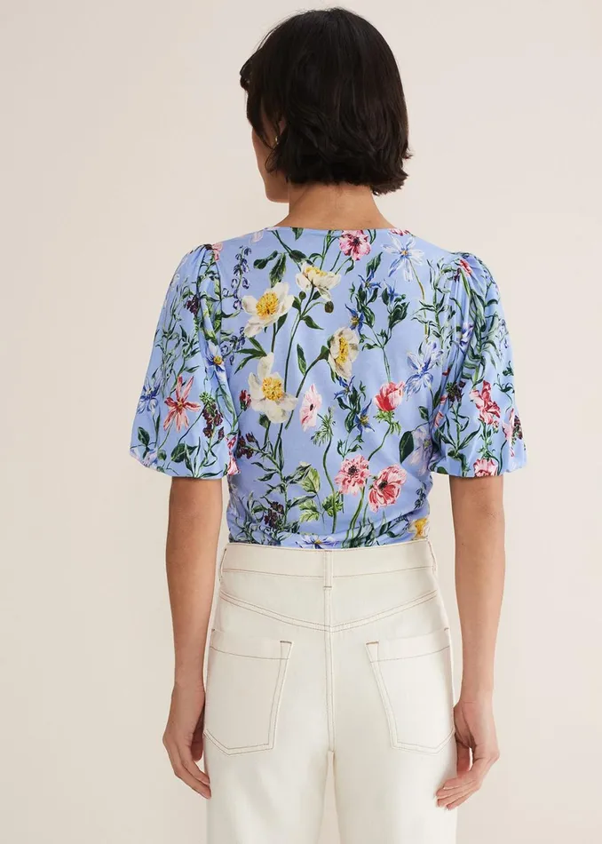 Women Phase Eight Shirts and Blouses Donda Floral Ruched Top Bluemulti
