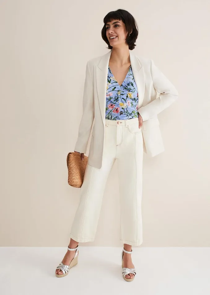 Women Phase Eight Shirts and Blouses Donda Floral Ruched Top Bluemulti