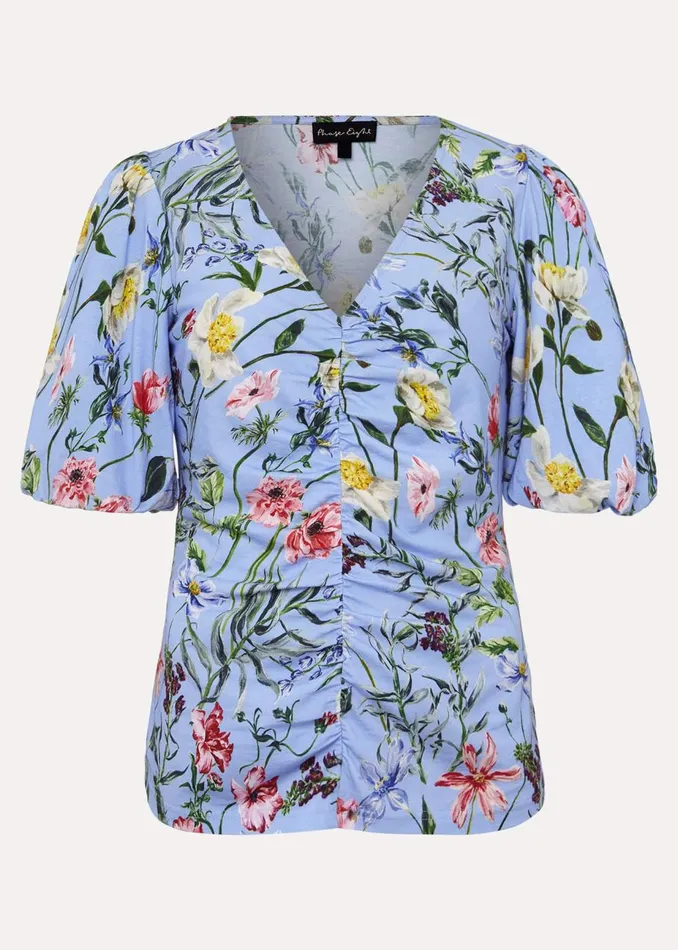 Women Phase Eight Shirts and Blouses Donda Floral Ruched Top Bluemulti