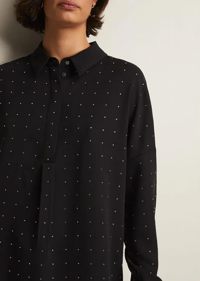 Women Phase Eight Shirts and Blouses Elowen Embellished Longline Shirt Black