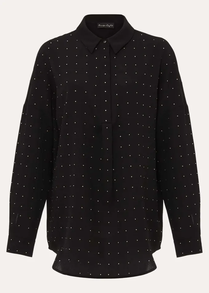 Women Phase Eight Shirts and Blouses Elowen Embellished Longline Shirt Black