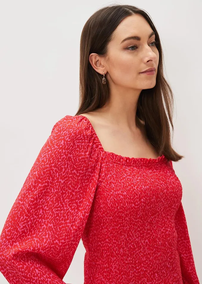 Women Phase Eight Shirts and Blouses Esty Square Neck Blouse Pinkred