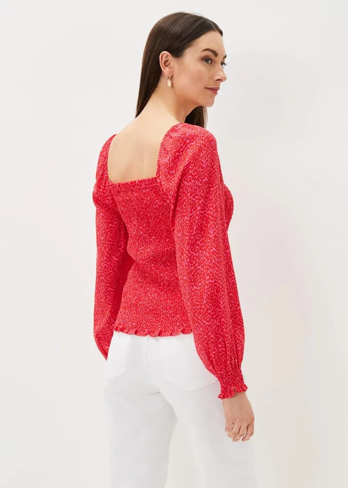 Women Phase Eight Shirts and Blouses Esty Square Neck Blouse Pinkred