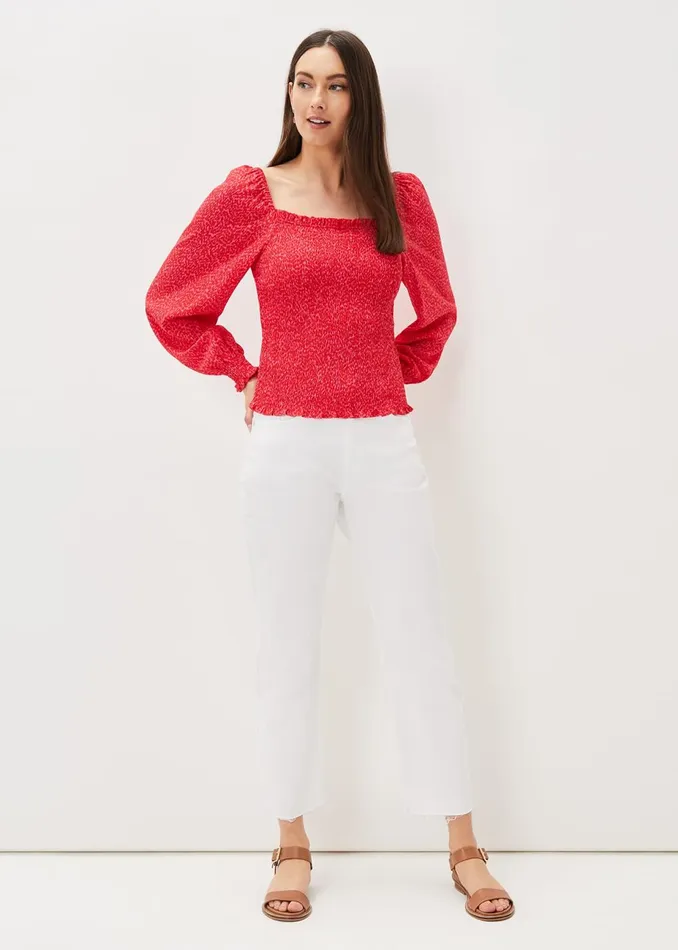 Women Phase Eight Shirts and Blouses Esty Square Neck Blouse Pinkred