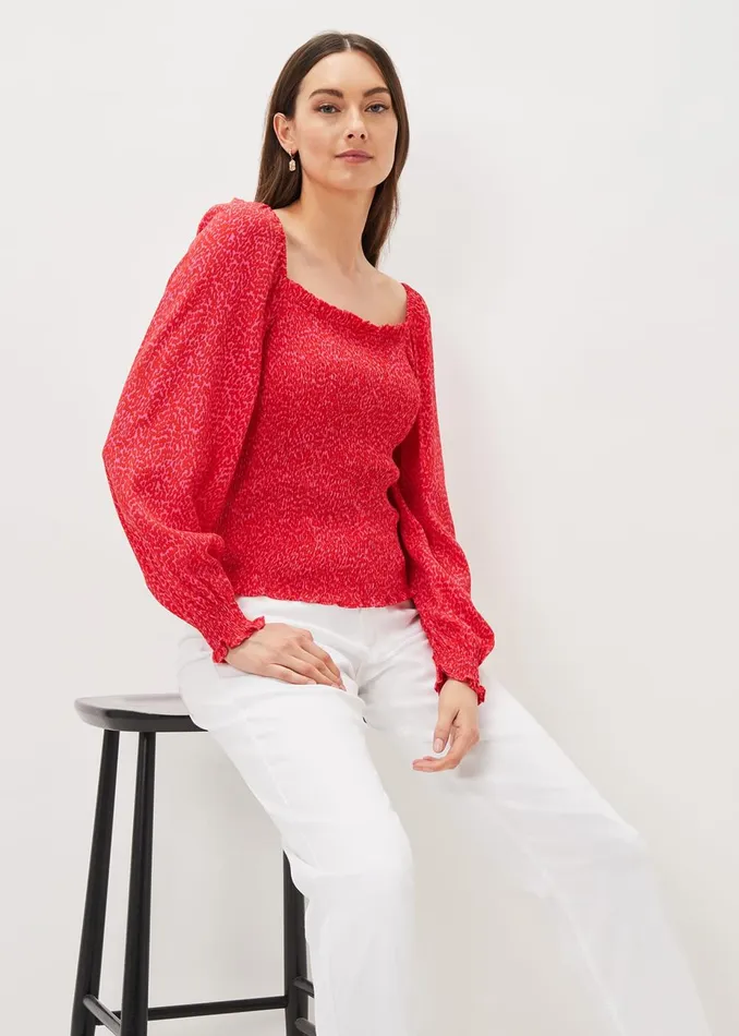 Women Phase Eight Shirts and Blouses Esty Square Neck Blouse Pinkred