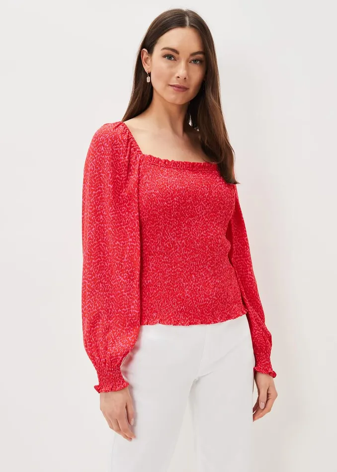 Women Phase Eight Shirts and Blouses Esty Square Neck Blouse Pinkred