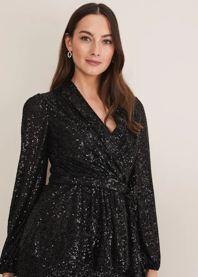 Women Phase Eight Shirts and Blouses Florentine Sequin Blouse CoOrd Black