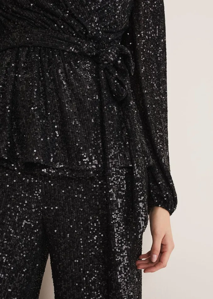 Women Phase Eight Shirts and Blouses Florentine Sequin Blouse CoOrd Black