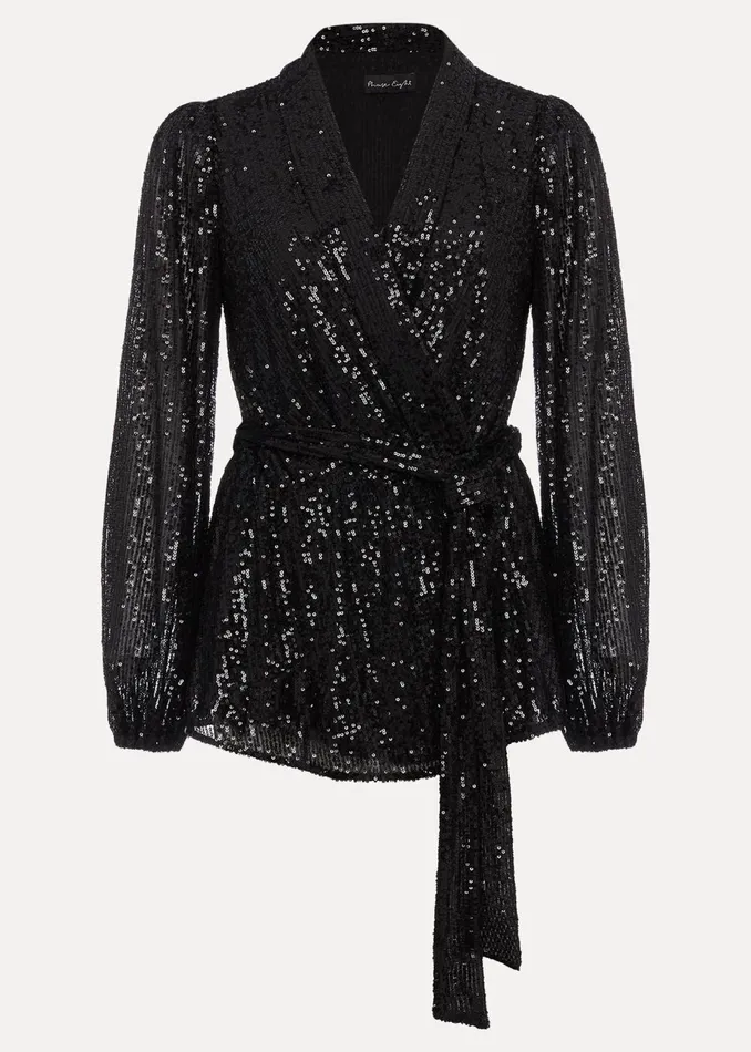 Women Phase Eight Shirts and Blouses Florentine Sequin Blouse CoOrd Black