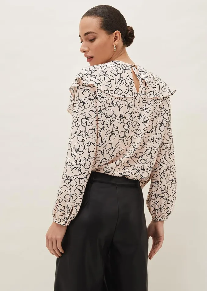 Women Phase Eight Shirts and Blouses Ida Floral Blouse Pinkgrey
