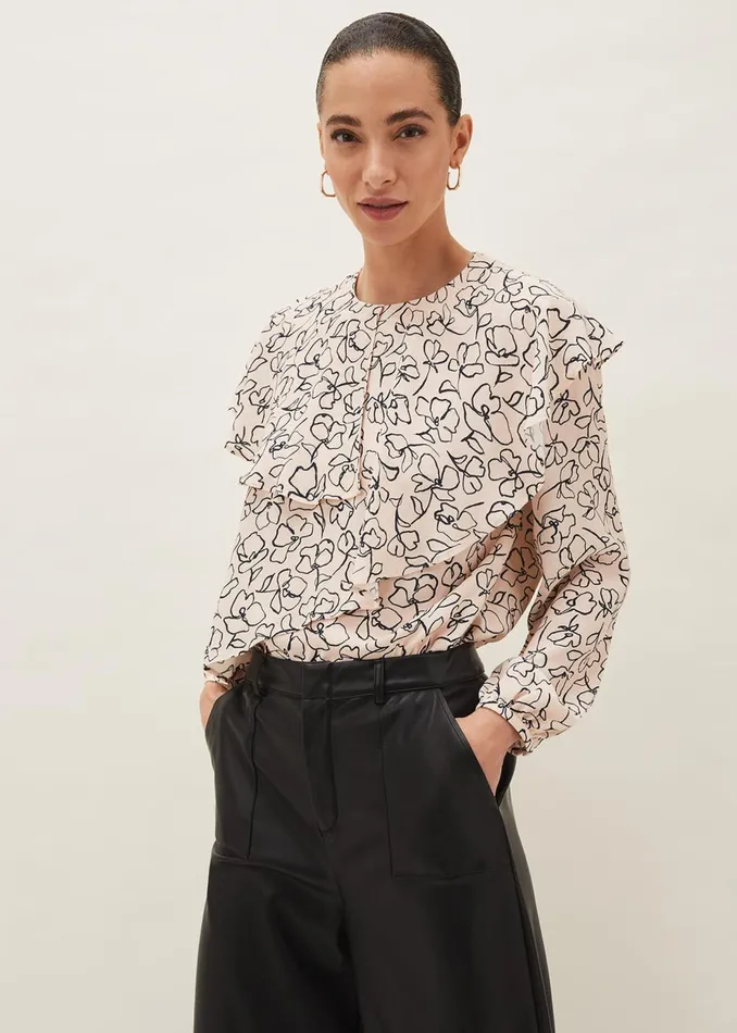 Women Phase Eight Shirts and Blouses Ida Floral Blouse Pinkgrey