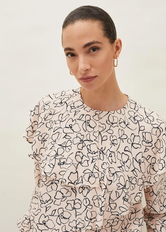 Women Phase Eight Shirts and Blouses Ida Floral Blouse Pinkgrey