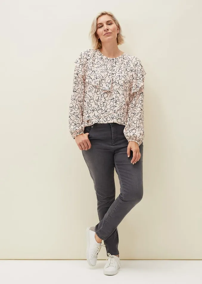 Women Phase Eight Shirts and Blouses Ida Floral Blouse Pinkgrey
