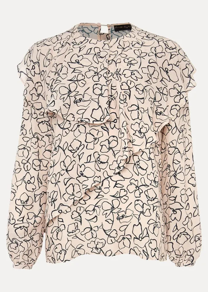 Women Phase Eight Shirts and Blouses Ida Floral Blouse Pinkgrey