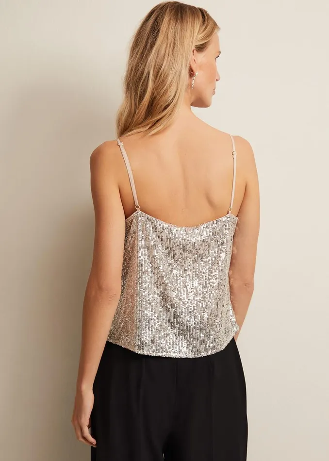 Women Phase Eight Shirts and Blouses Ivy Sequin Camisole Oyster