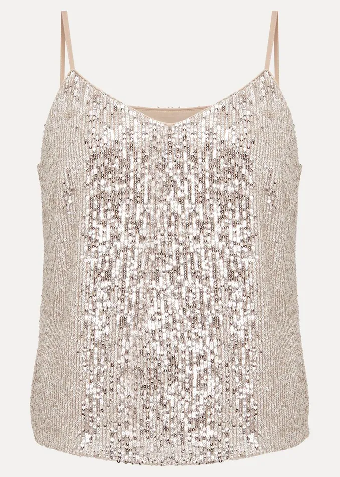 Women Phase Eight Shirts and Blouses Ivy Sequin Camisole Oyster