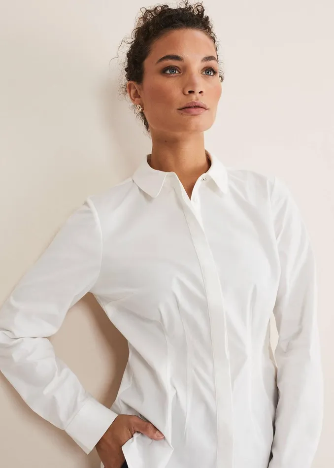 Women Phase Eight Shirts and Blouses Kiyah Fitted Shirt White