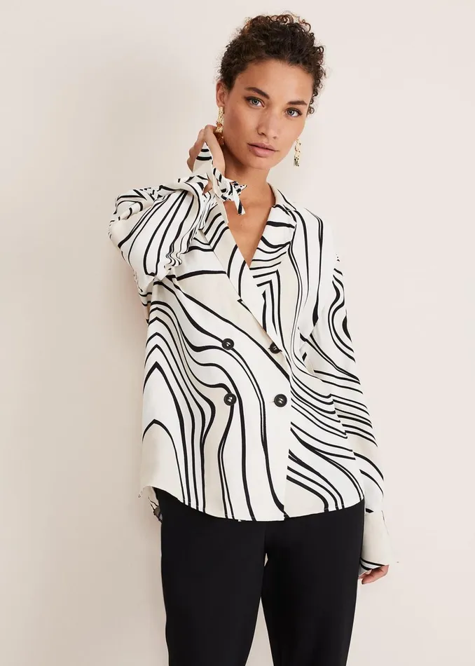 Women Phase Eight Shirts and Blouses Macie Button Shirt Blackcream