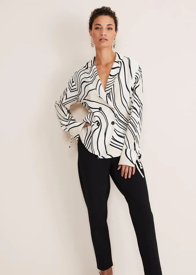 Women Phase Eight Shirts and Blouses Macie Button Shirt Blackcream