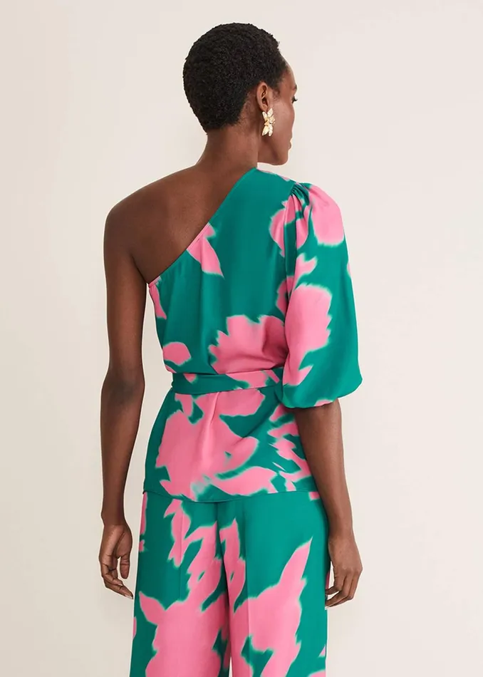 Women Phase Eight Shirts and Blouses Madison One Shoulder CoOrd Blouse Greenpink