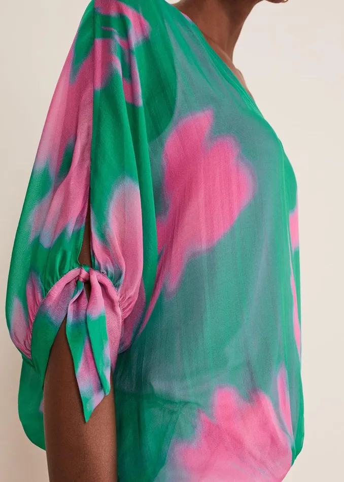 Women Phase Eight Shirts and Blouses Madison Silk Blouse Greenpink
